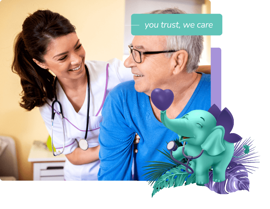 Nurse Provides Support To Old Man